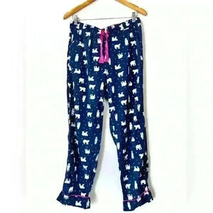 Aerie Womens Blue Cute Polar Bear Low Rise Christmas Pajamas  Cotton Small